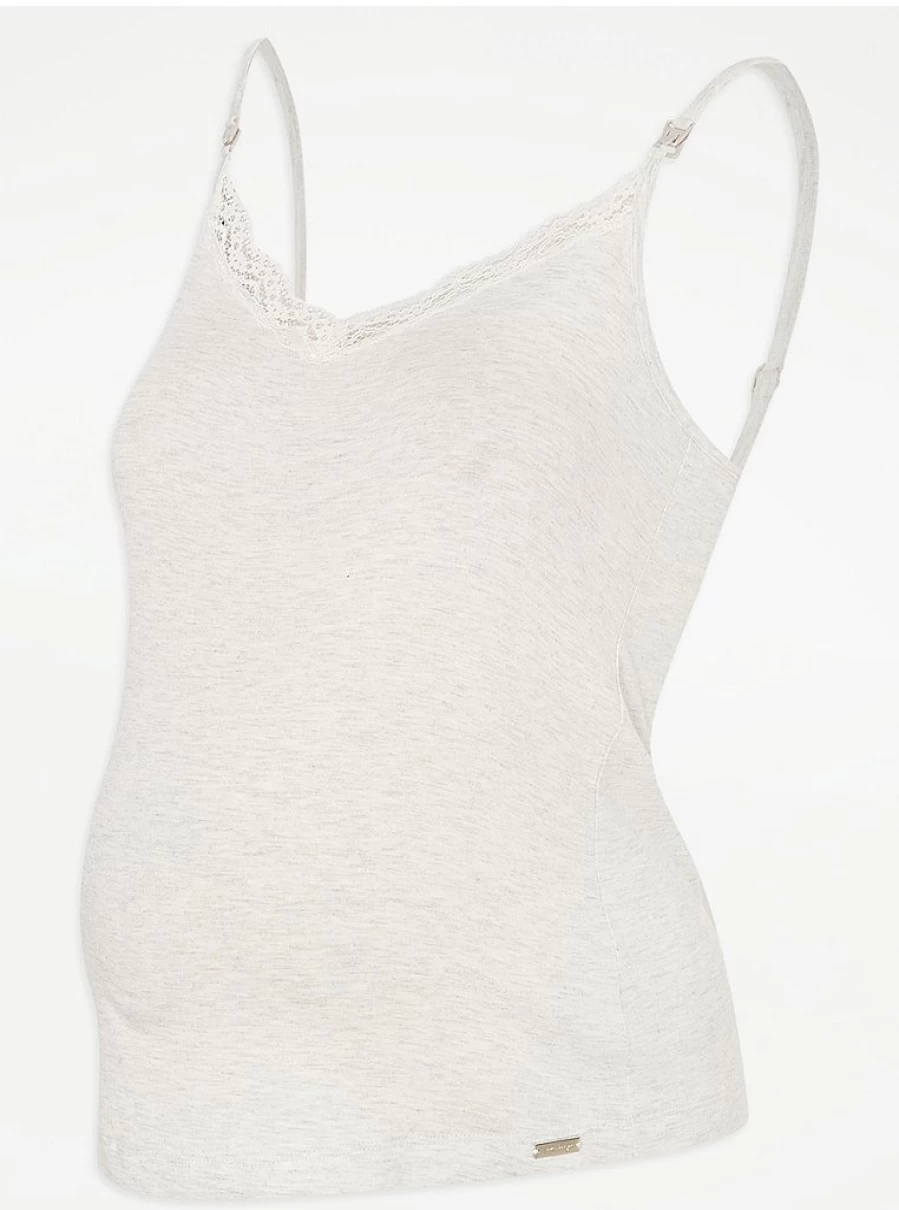 Baby Grey Lace Trim Pyjama Cami Top And Shorts Set | George at Asda