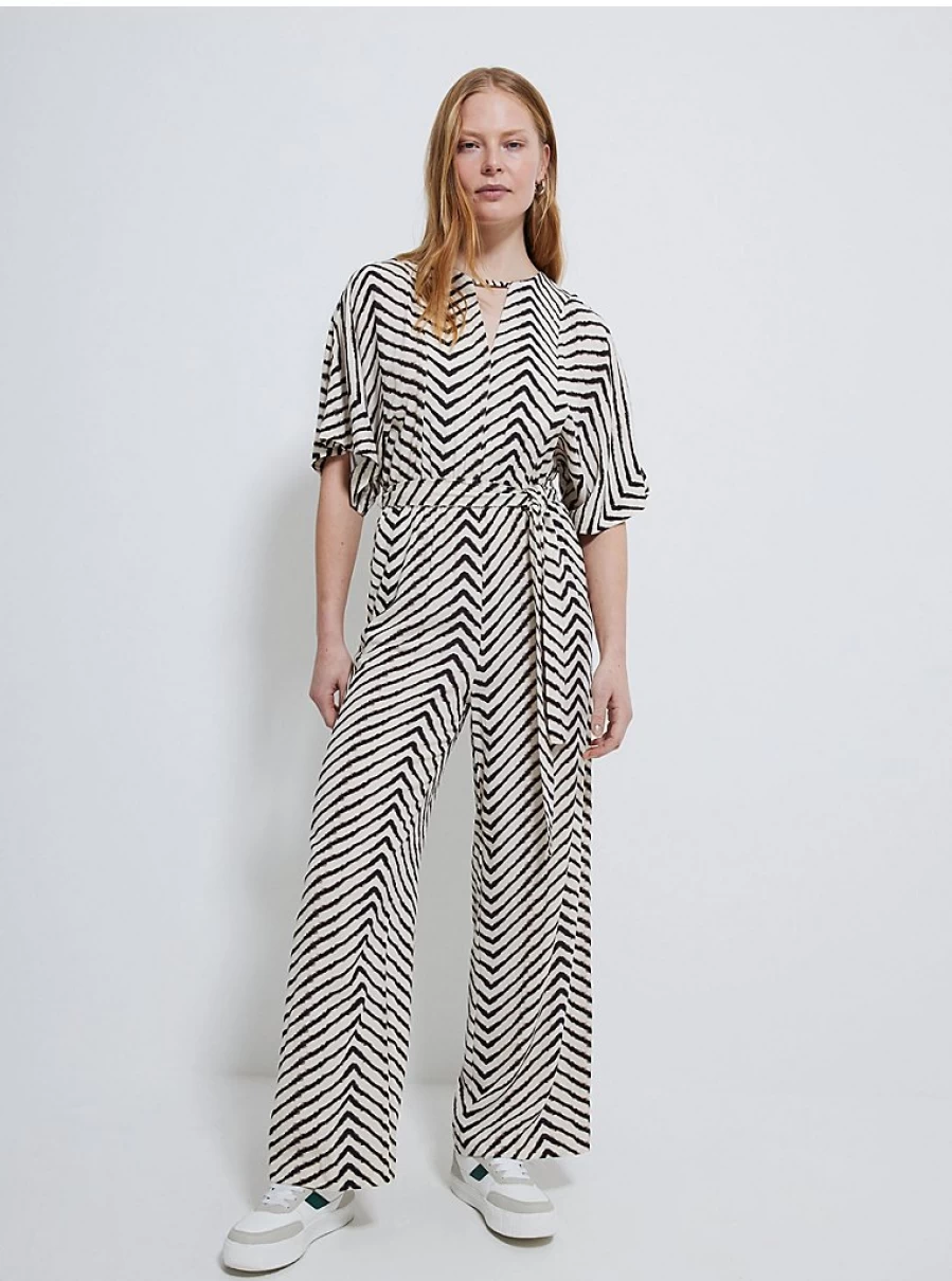 Women's Neutral Striped Belted Jumpsuit | George at Asda | Stylish Comfort & Fit