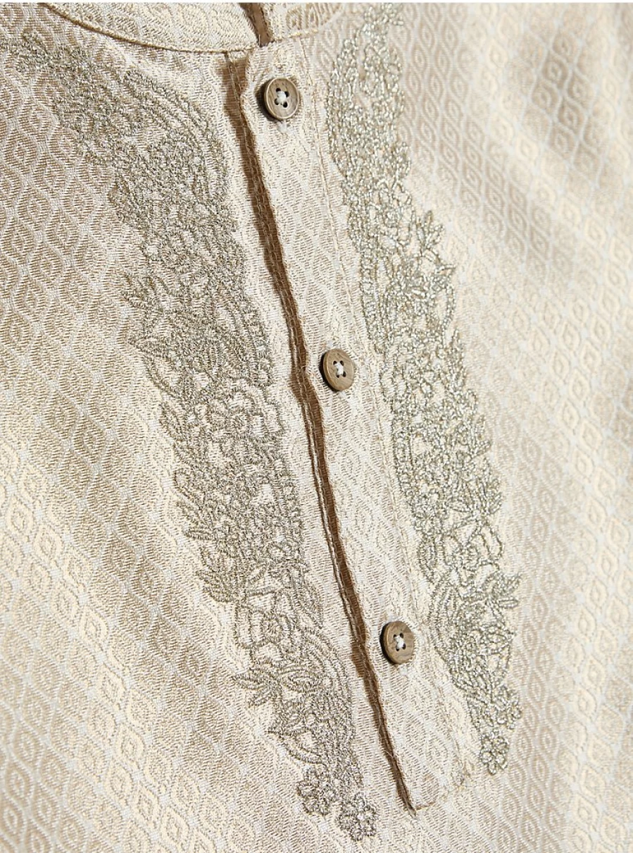 Boys' Gold Embroidered Jacquard Long Sleeve Kurta by George at Asda