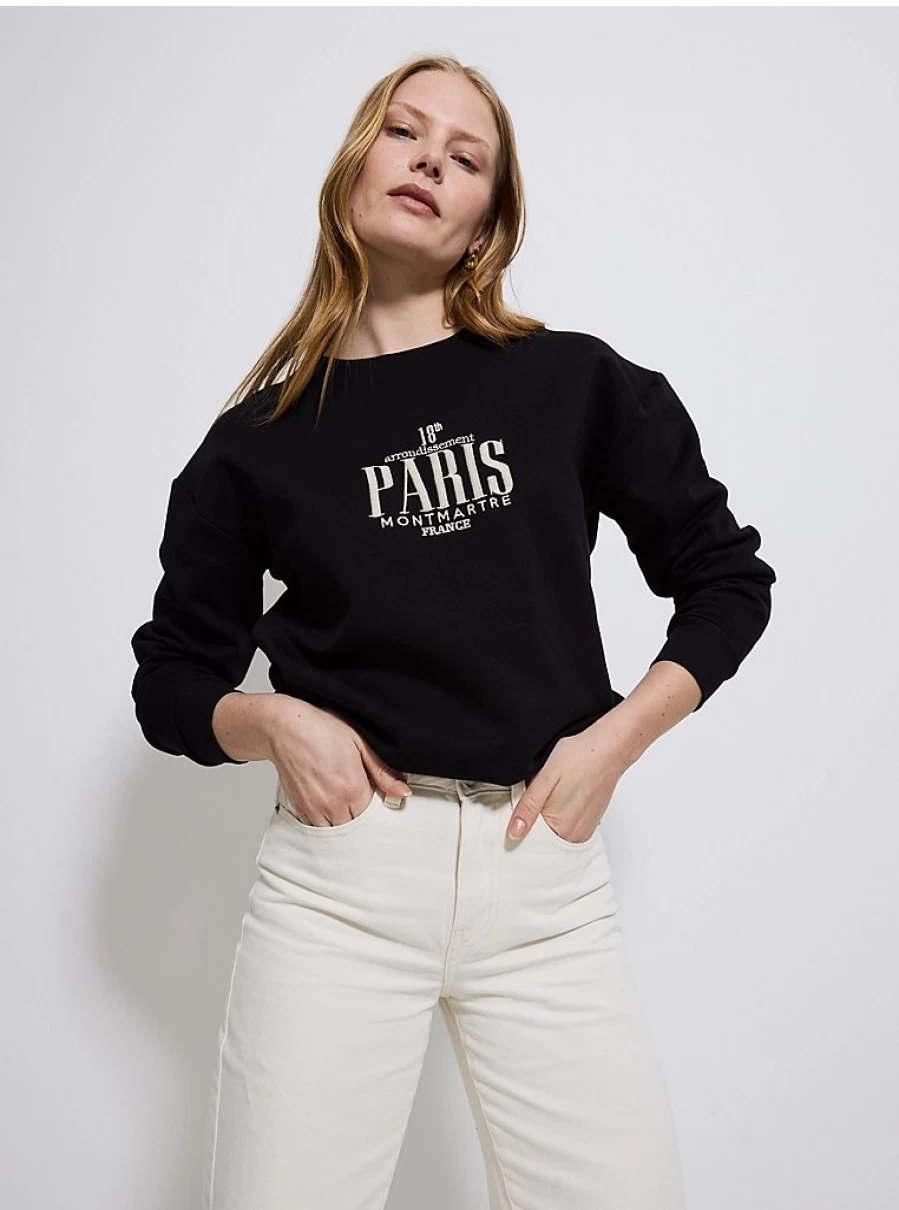 "George at Asda Women's Black Paris Embroidered Sweatshirt | Stylish & Comfortable Review"