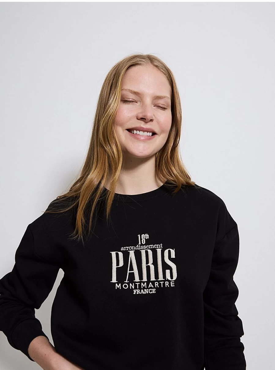 "George at Asda Women's Black Paris Embroidered Sweatshirt | Stylish & Comfortable Review"