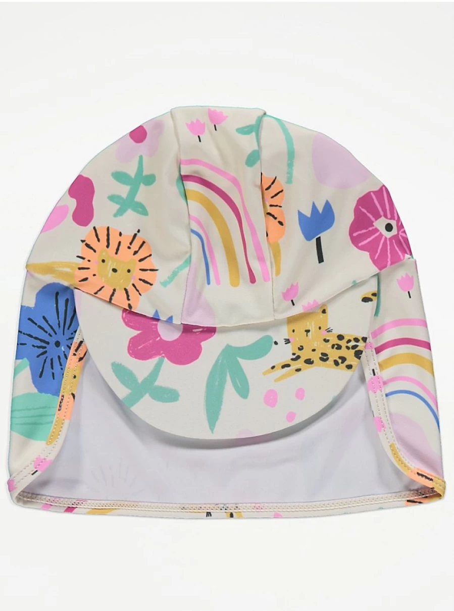 "George at Asda Baby Bright Animal All-in-One Sun Safe Swimsuit with Keppi Hat – UV Protection Swimwear"
