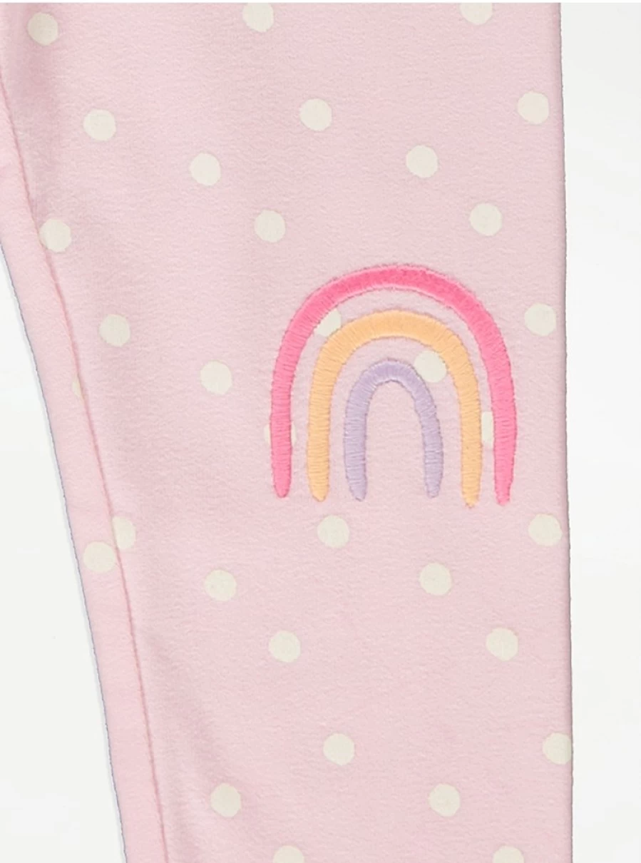 "George at Asda Kids' Pink Spot Embroidered Leggings | Comfortable & Stylish"