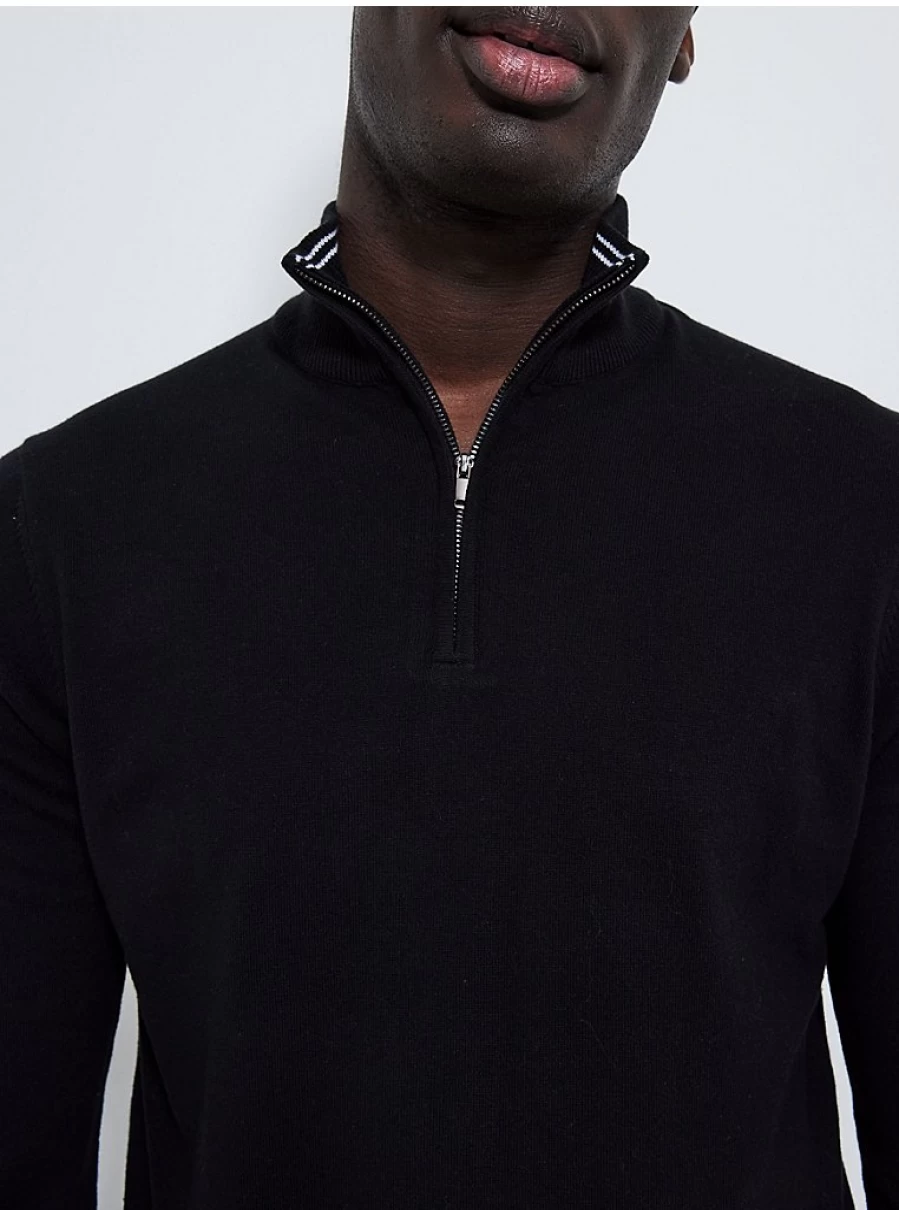 Men's Black Quarter Zip Knit Jumper | George at Asda | Slim Fit Pullover Review