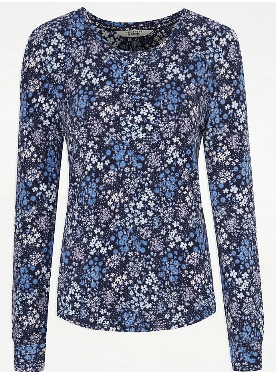 "George at Asda Blue Floral Waffle Pyjamas | Women's Lingerie & Sleepwear"