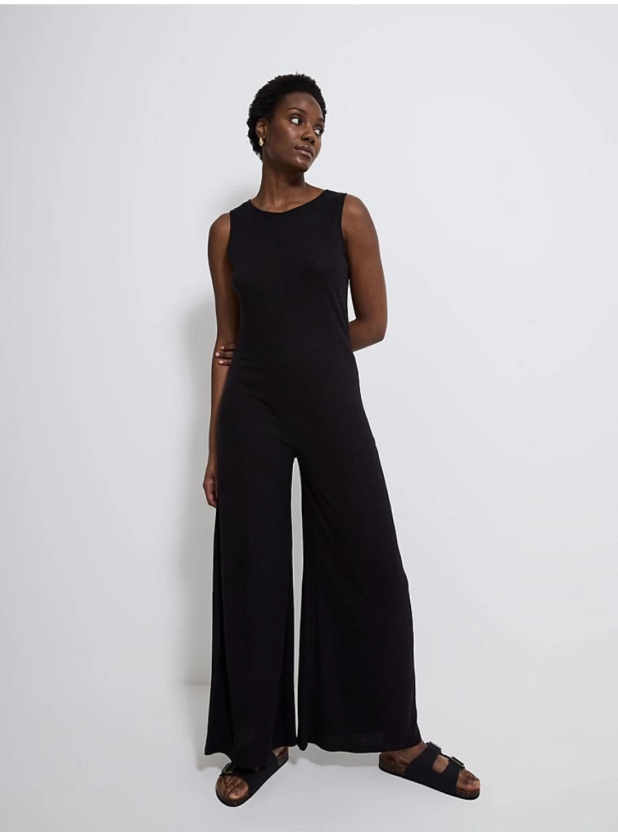 "George at Asda Women's Black Linen Blend Tie Back Jumpsuit – Comfortable & Stylish Outfit"