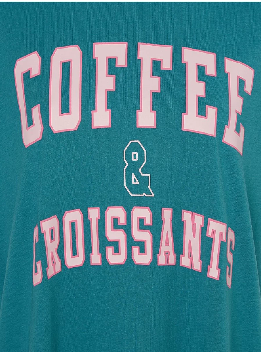 "George at Asda Green Coffee & Croissants Slogan Nightdress - Women's Lingerie Sleepwear"