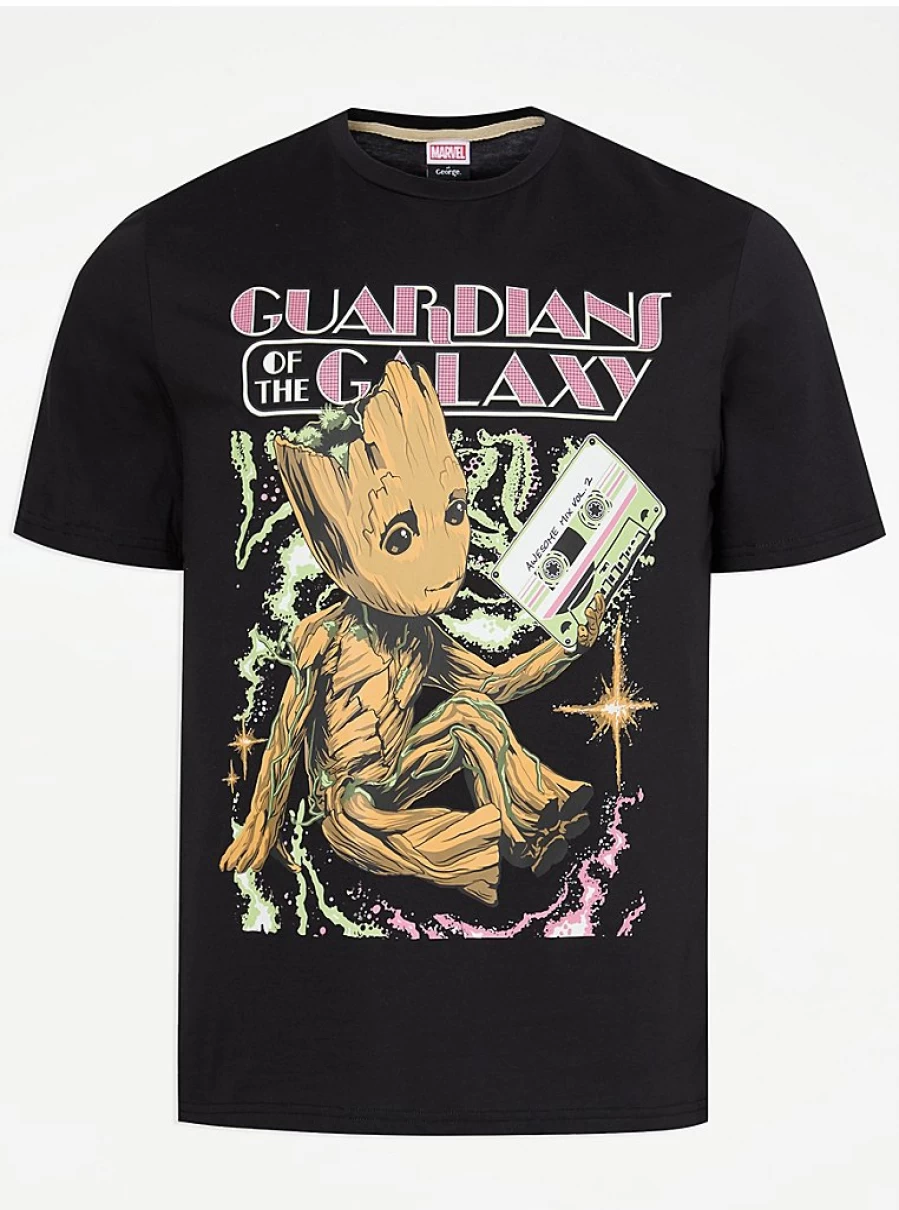 Men's Marvel Guardians of the Galaxy Groot Mixtape Graphic T-Shirt by George at Asda