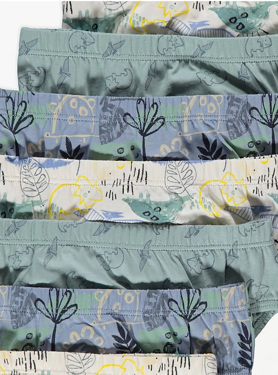 "George at Asda Boys' Sage Green Dinosaur Briefs 10-Pack | Kids' Underwear Review"