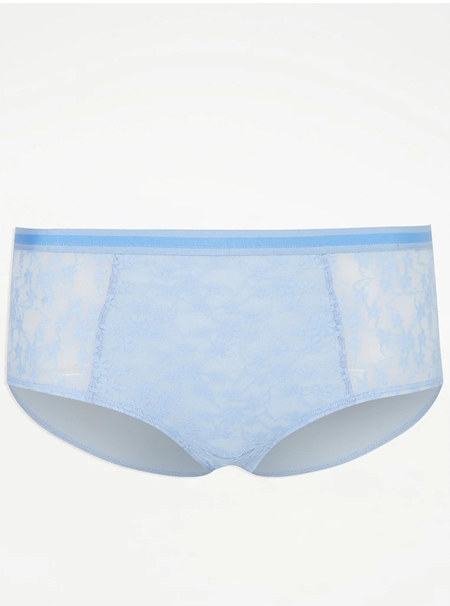 "George at Asda Light Blue Daisy Lace Short Knickers | Women's Lingerie Review"