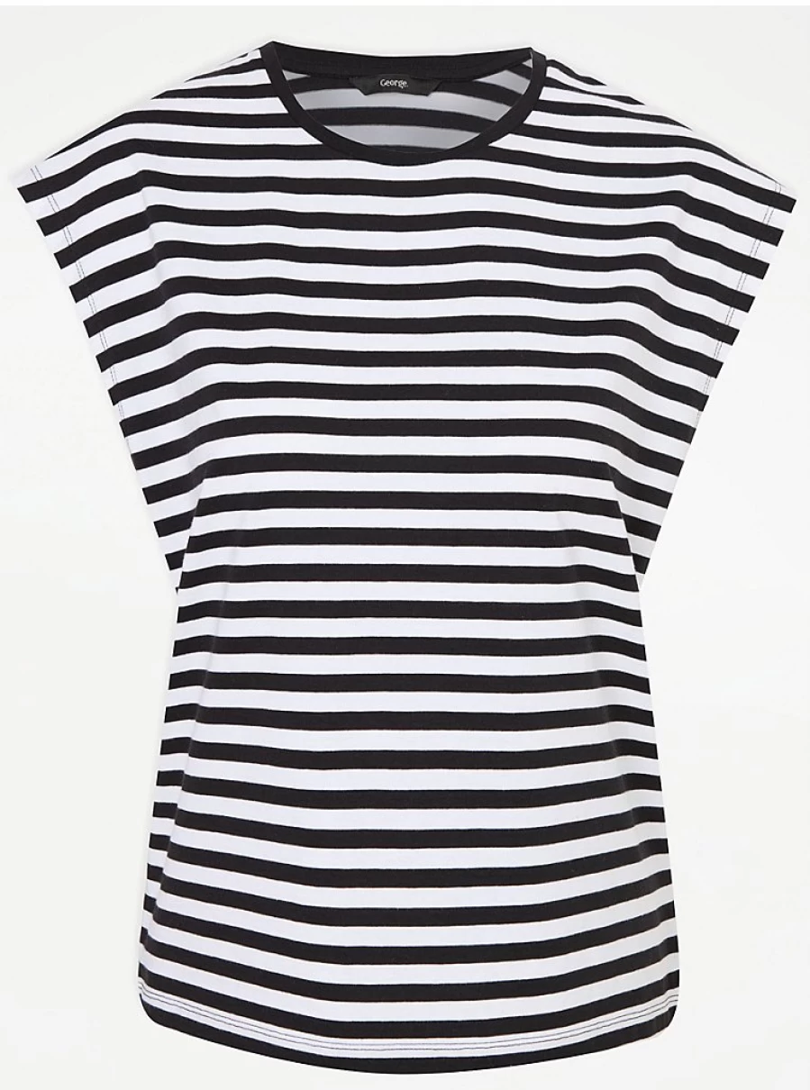 "George at Asda Women's Black Striped Boxy Top | Stylish & Comfortable Fit"