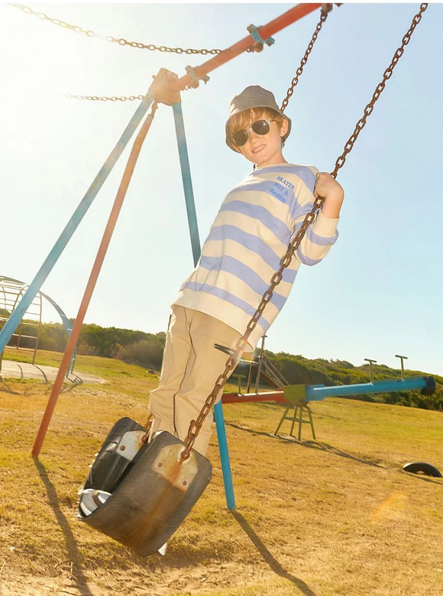 Boys' Striped Slogan Sweatshirt & Cargo Trousers Outfit | George at Asda