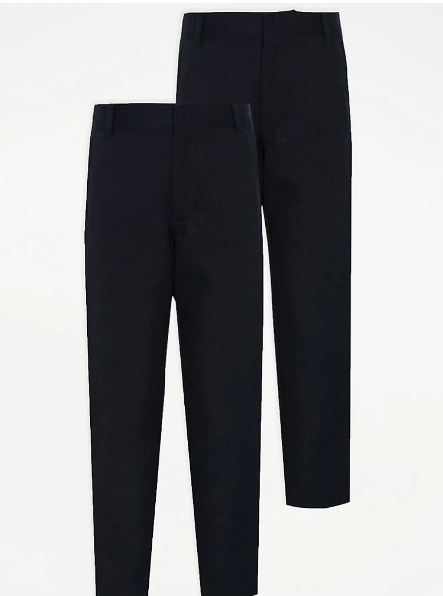 Boys Navy Slim Fit School Trousers 2 Pack | George at Asda | Comfortable & Durable Uniform Pants