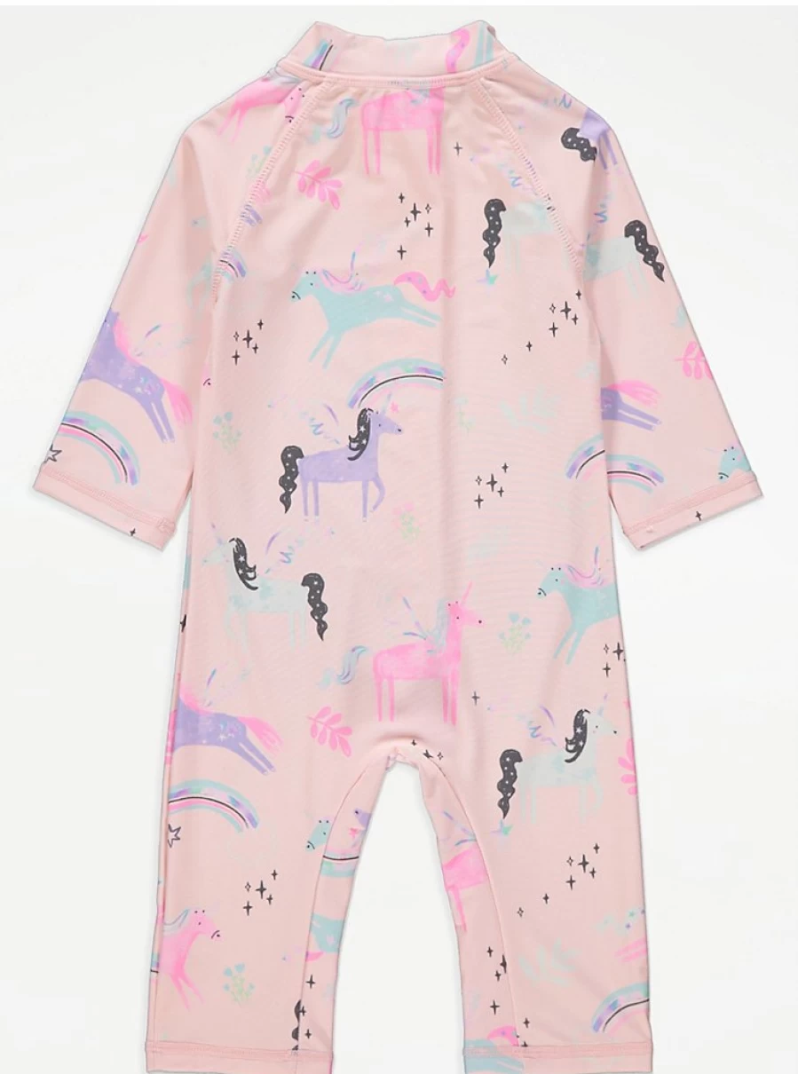 "George at Asda Girls' Pink Unicorn Sunsafe Swimsuit & Keppi Hat Set – Kids UV Protection Swimwear Review"