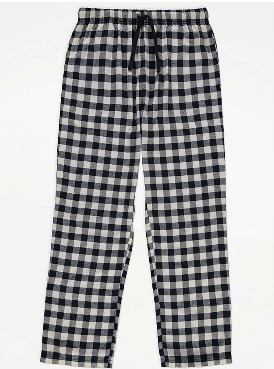 Men's Navy Checked Lounge Pants | Comfort Fit | George at Asda