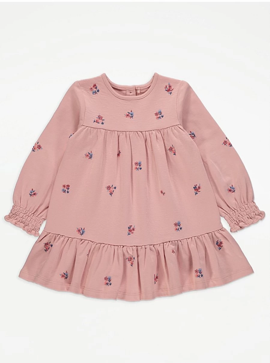"George at Asda Girls Pink Floral Tiered Sweatshirt Dress Reviews"