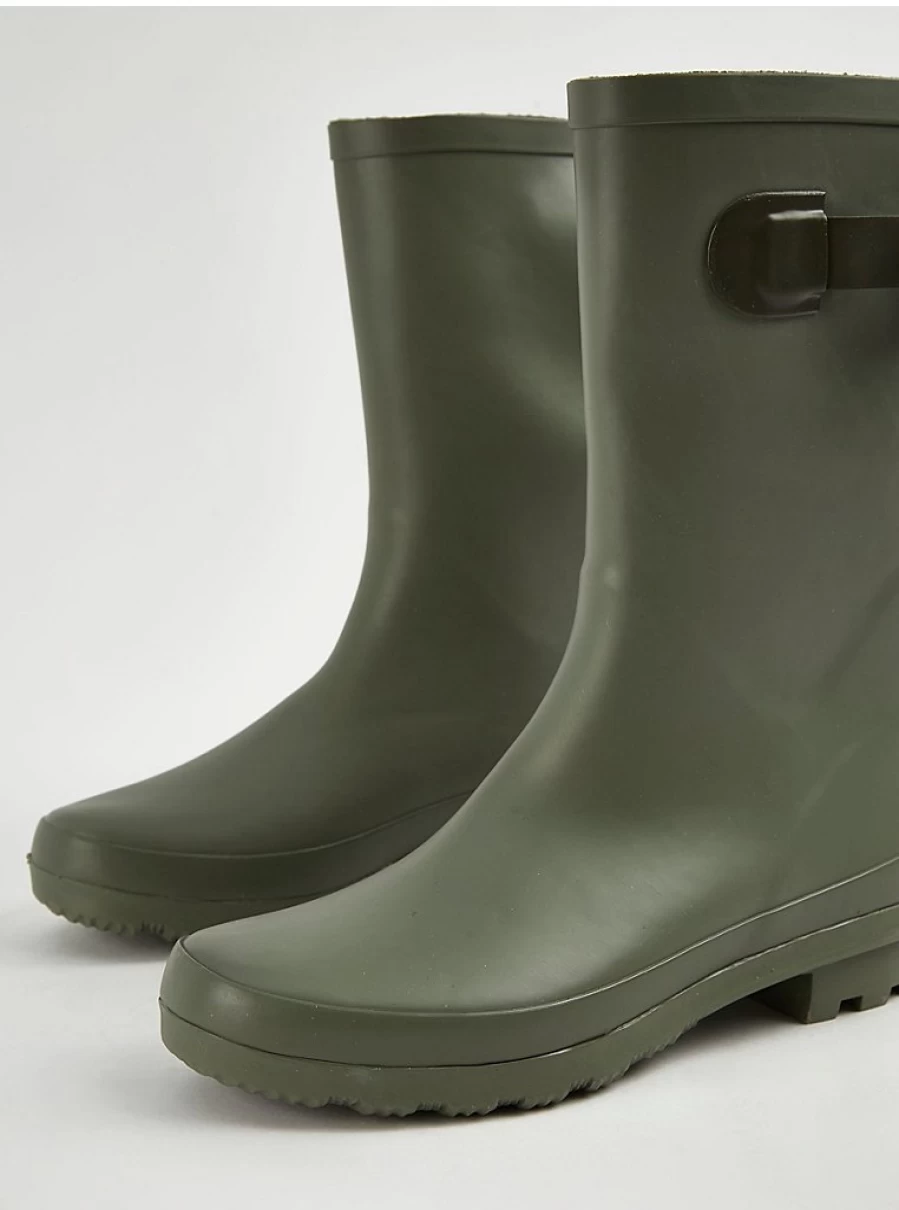 Women's Khaki Mid-Calf Wellington Boots with Buckle Detail | George at Asda Waterproof Rain Boots