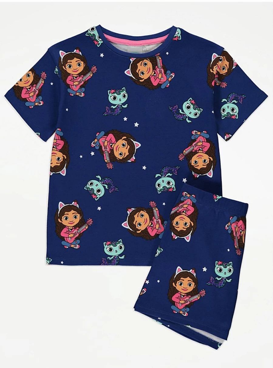 "George at Asda Kids Navy Gabby's Dollhouse Short Pyjamas | Comfortable & Fun Pajamas for Children"