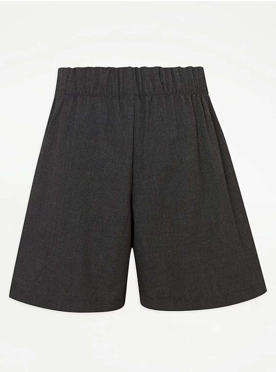 "Girls Grey Pleated School Shorts with Elastic Waist | George at Asda | Comfortable Uniform Shorts"
