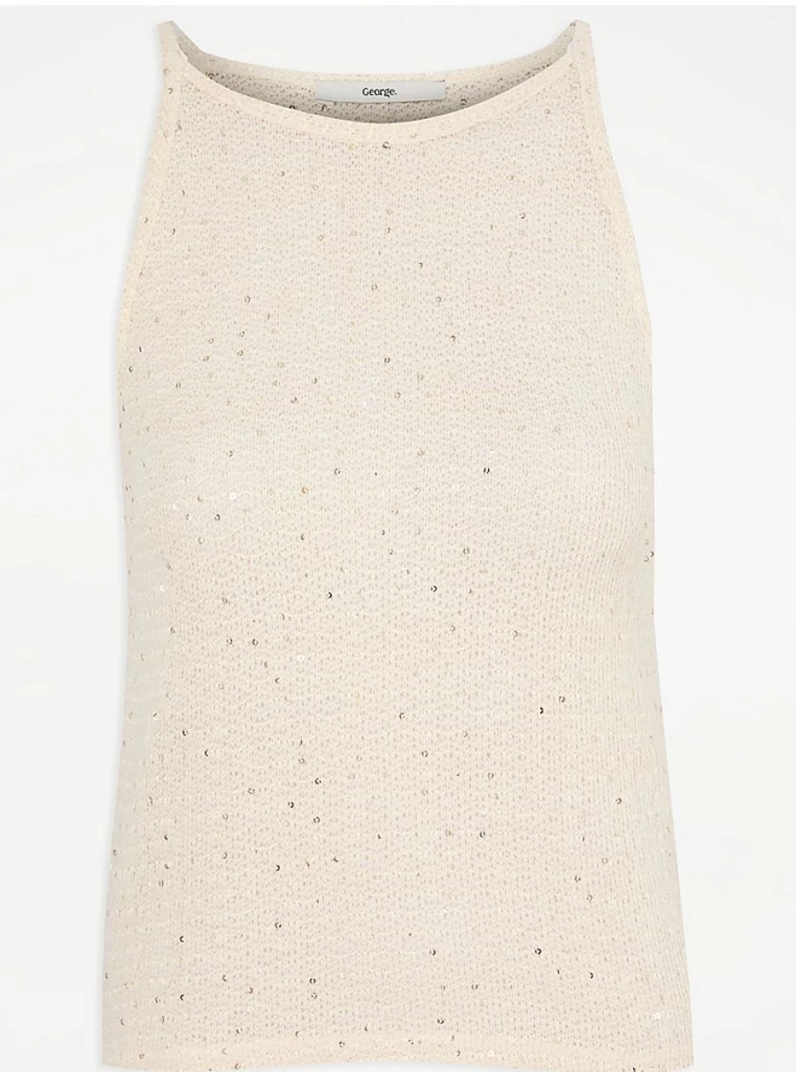 Women's Cream Sequin Embellished Soft Knit Vest | George at Asda