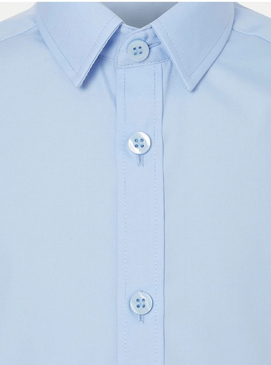 "George at Asda Boys' Slim Fit Light Blue Short Sleeve School Shirts 2-Pack"