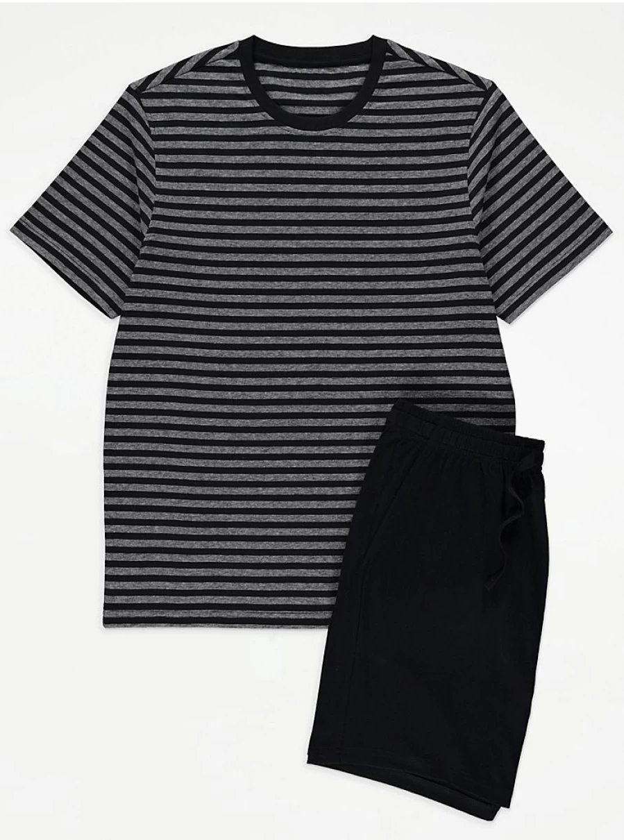 Men's Dark Grey Striped Pajama Set | George at Asda Sleepwear