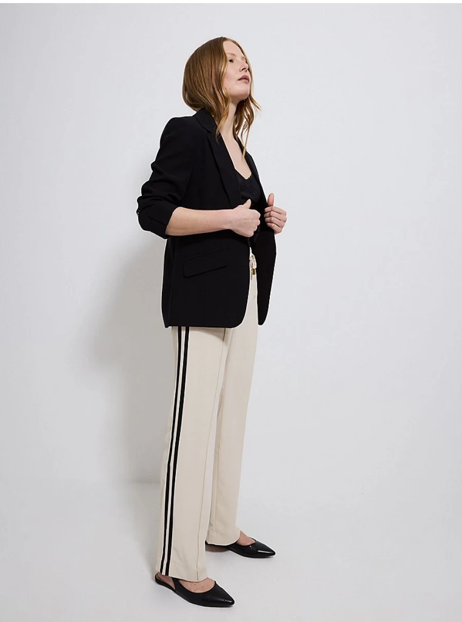 Women's Cream Side Stripe Joggers | Comfortable Casual Trousers | George at ASDA