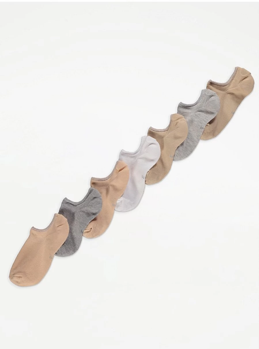 "George at Asda No Show Socks 7 Pack - Invisible Low Cut Liner Socks for Men & Women"