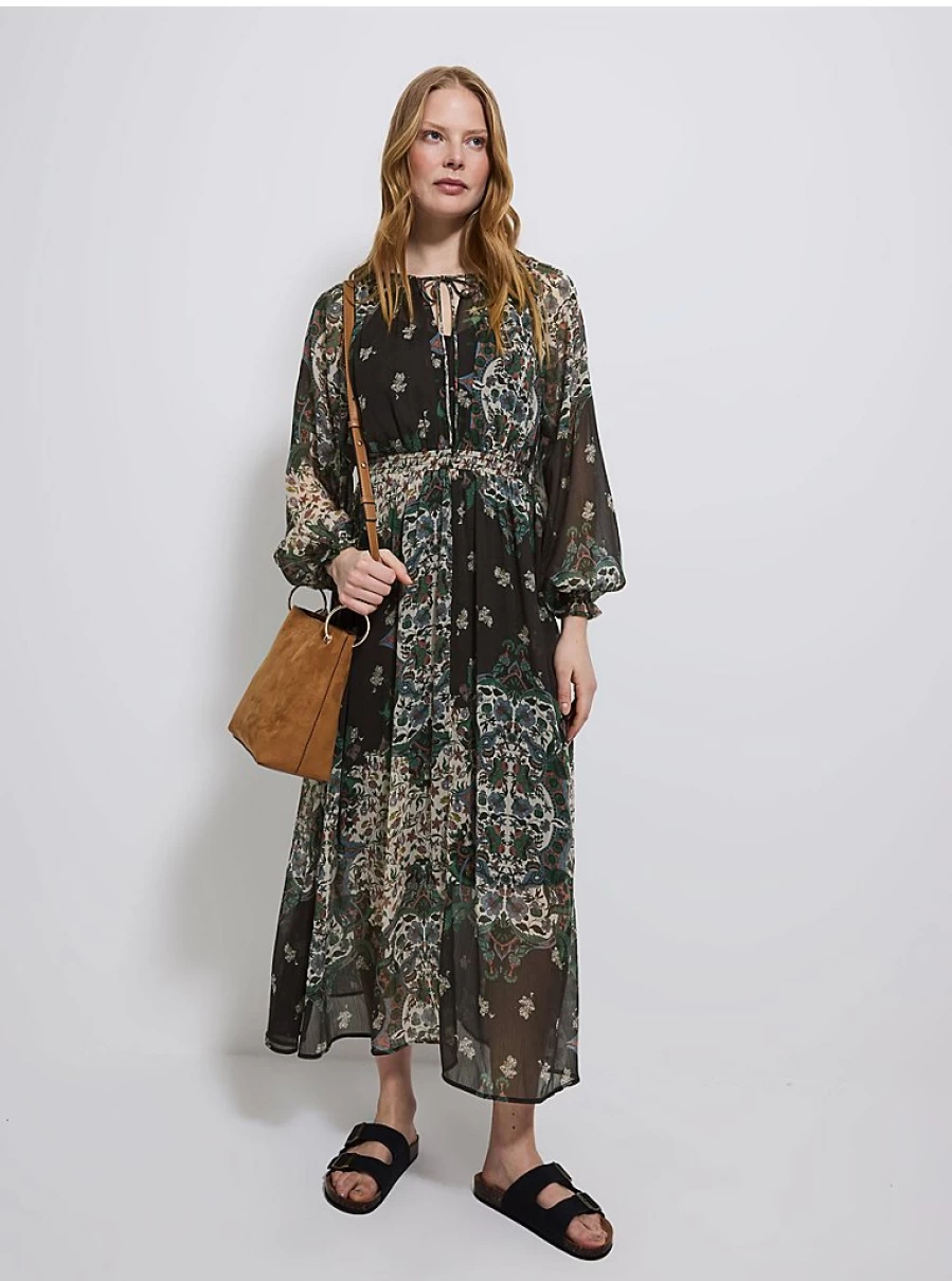 George at Asda Women's Black Paisley Print Chiffon Maxi Dress - Elegant Long Flowy Dress for Women