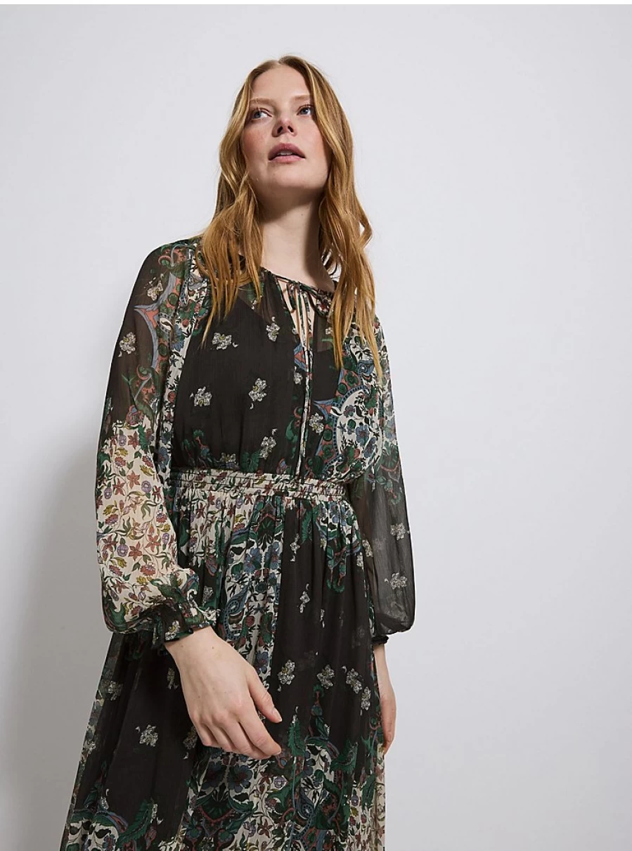 George at Asda Women's Black Paisley Print Chiffon Maxi Dress - Elegant Long Flowy Dress for Women