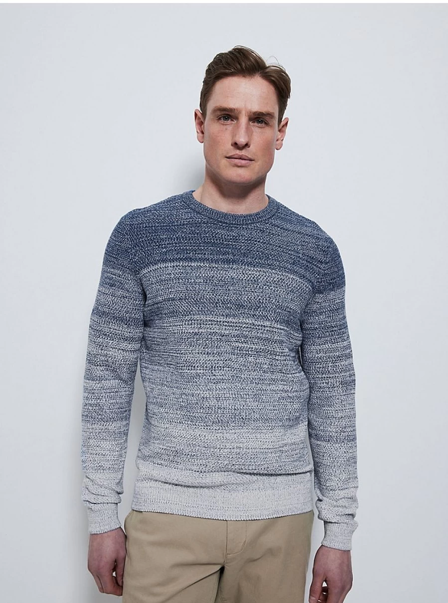 Men's Blue Ombre Knit Sweater | Crew Neck Pullover | George at Asda