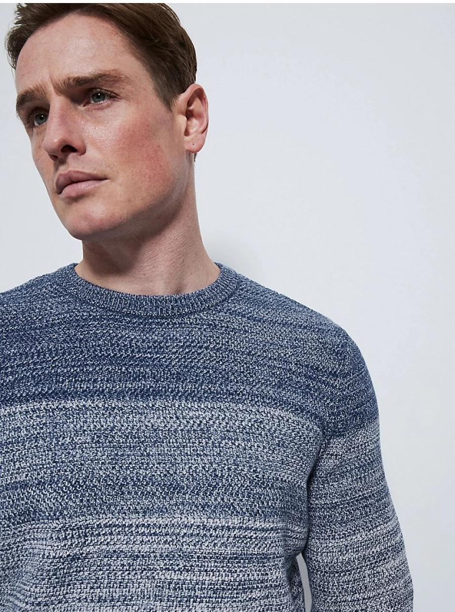 Men's Blue Ombre Knit Sweater | Crew Neck Pullover | George at Asda