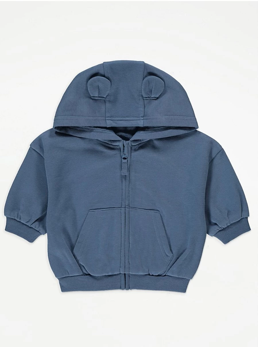 "George at Asda Boys' Blue 3D Ear Hoodie | Soft Kids Pullover with Fun Animal Hood"