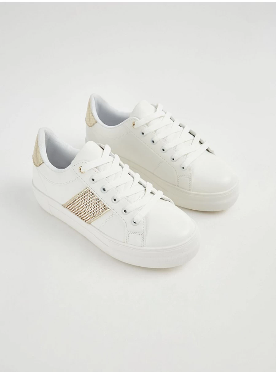 Women's White Rhinestone Embellished Trainers | George at Asda | Fashion Sneakers