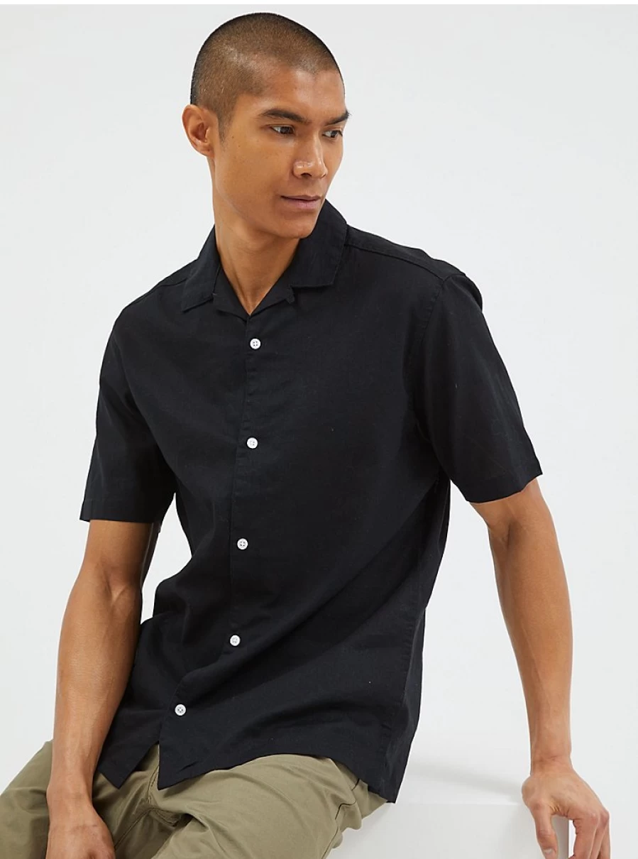 "George at Asda Men's Black Linen Blend Casual Shirt – Comfort & Style"