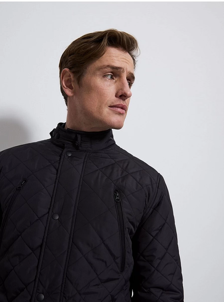 "George at Asda Men's Black Diamond Quilted Jacket Review | Warm Winter Coat"