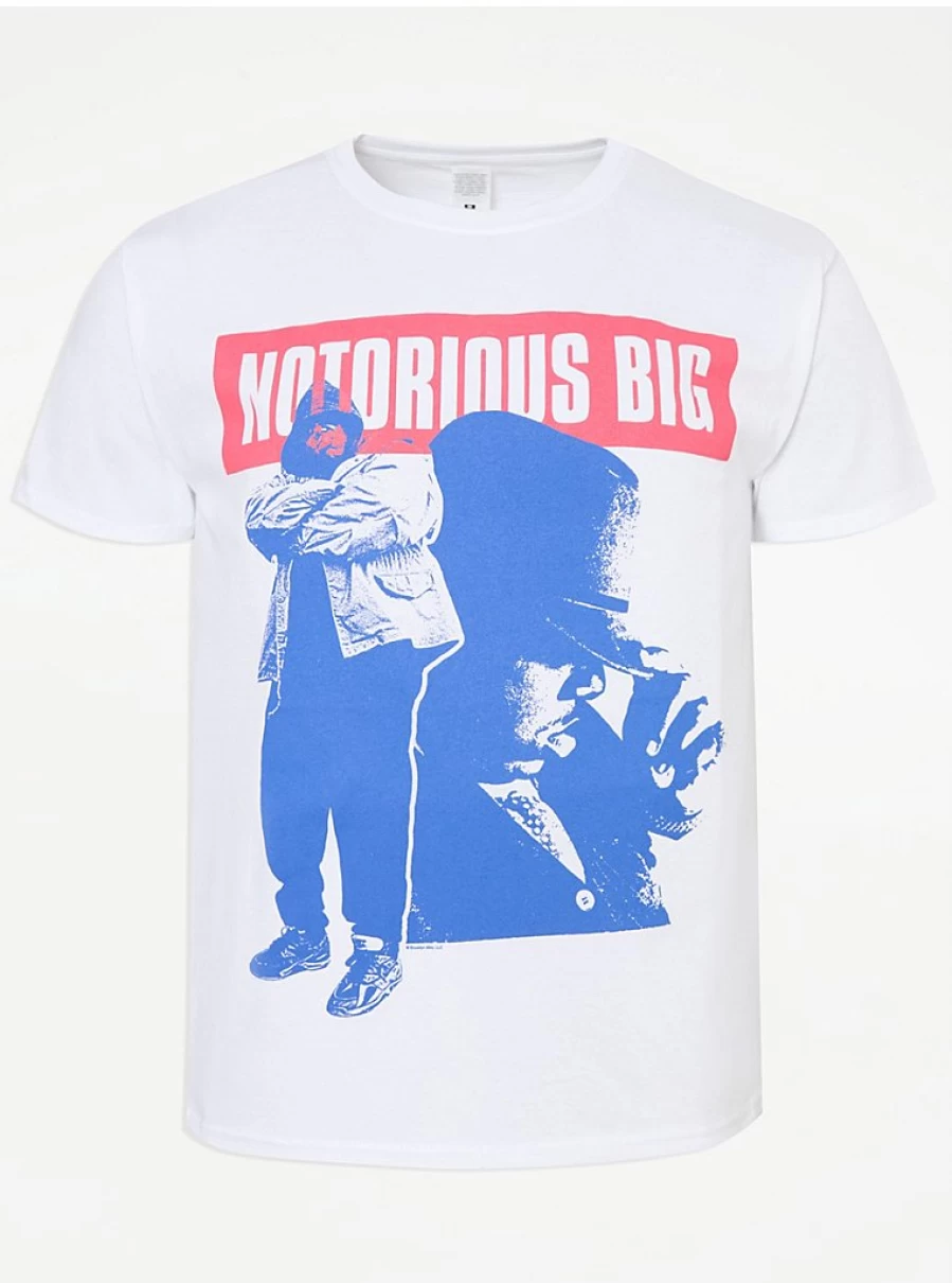 George at Asda Men's Notorious B.I.G. White Graphic T-Shirt - Official Licensed Hip Hop Tee