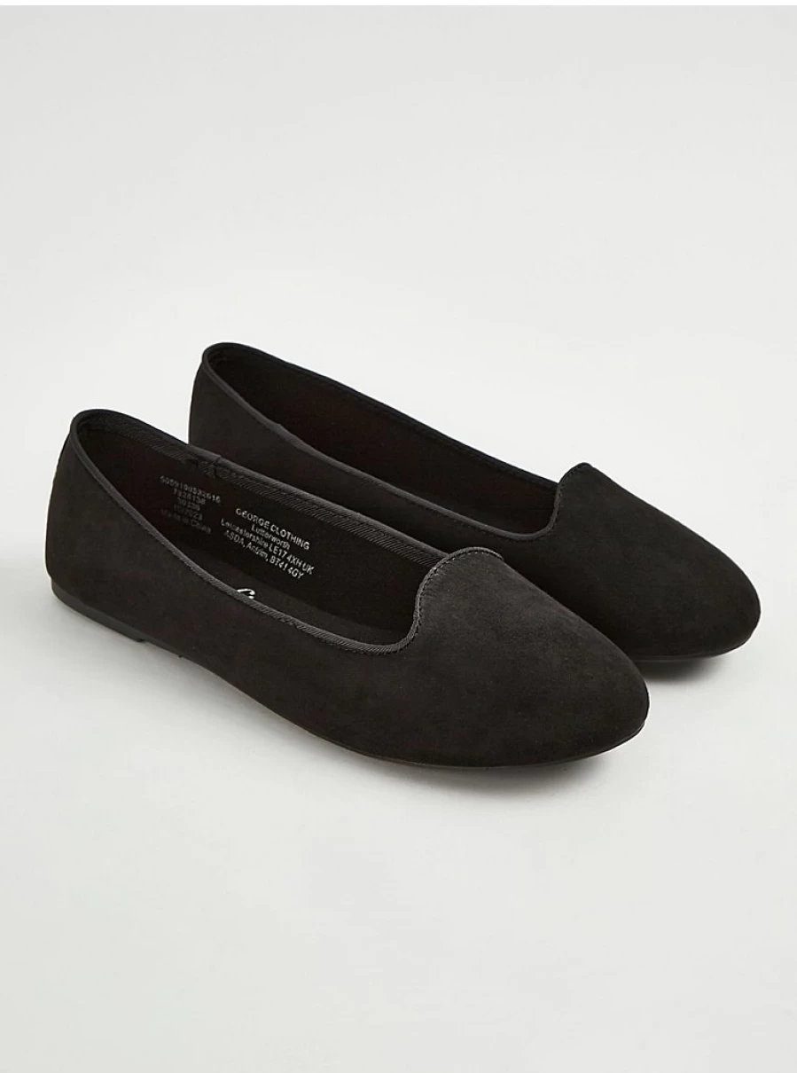 "George at Asda Women's Black Wide Fit Canvas Ballet Flats – Comfortable & Stylish Review"