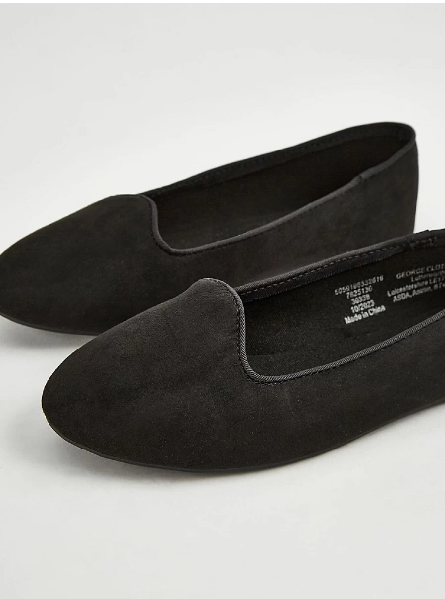 "George at Asda Women's Black Wide Fit Canvas Ballet Flats – Comfortable & Stylish Review"