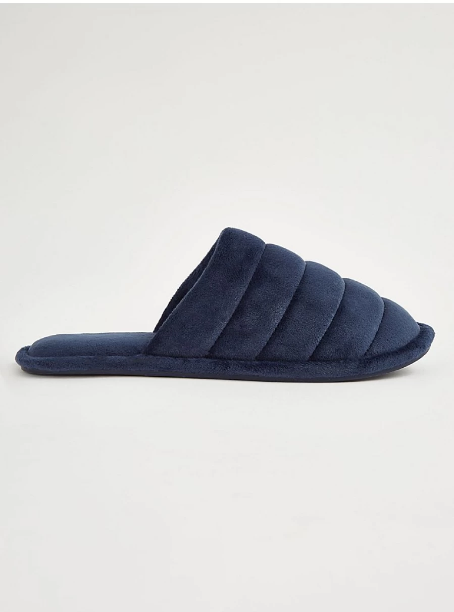 "George at Asda Navy Ribbed Mule Slippers for Women – Comfortable Lingerie Lounge Slippers"