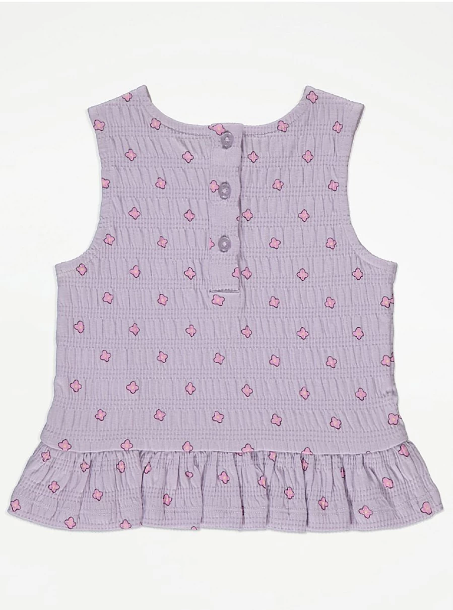 "George at Asda Girls Lilac Floral Shirred Peplum Top and Trousers Set Outfit Review"