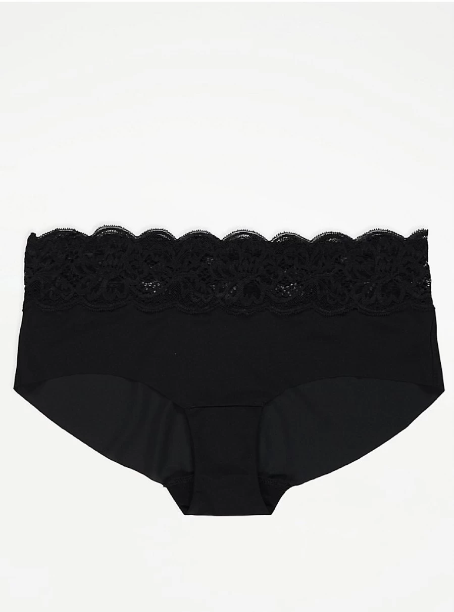 Black Lace Trim Short Briefs 3-Pack | Women's Lingerie | George at Asda