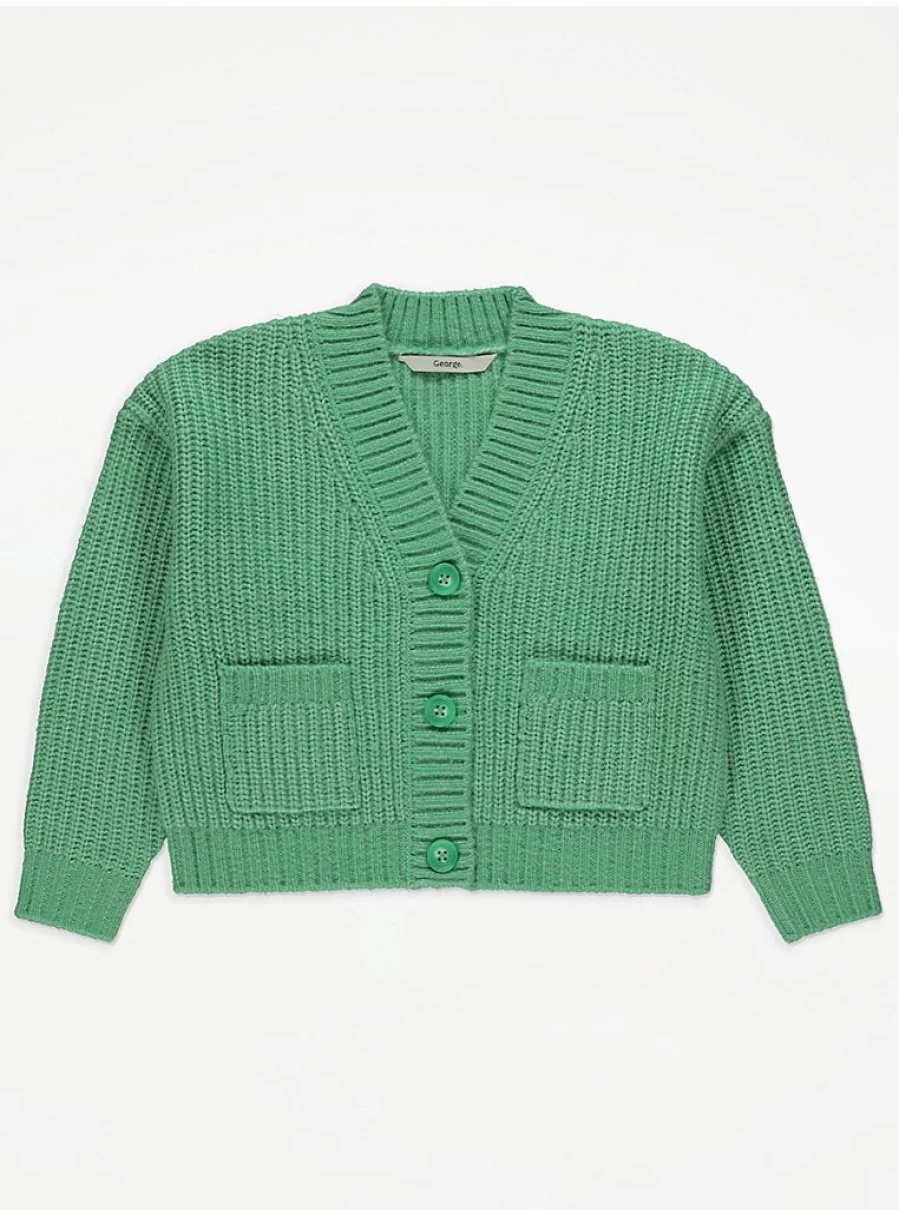"George at Asda Kids Green Knitted Short Boxy Cardigan Review"