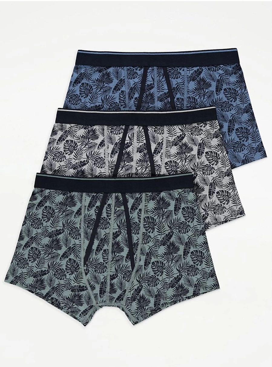Men's Palm Leaf Print Swim Trunks 3-Pack | George at Asda Summer Beach Shorts