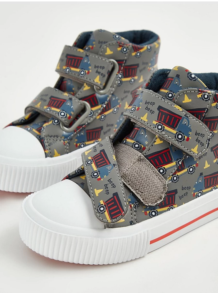 "George at Asda Boys Grey High Top Truck Trainers with Double Strap – Kids' Sneakers Review"