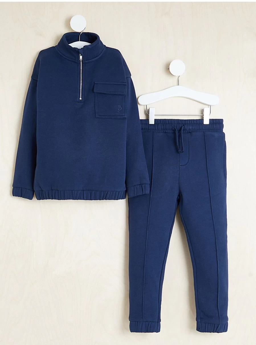 "George at Asda Boys Navy Zip Up Sweatshirt & Joggers Set – Billie Faiers Collection"