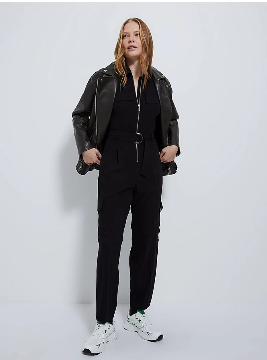 "George at Asda Women's Black Cargo Jumpsuit with Belt - Stylish & Comfortable Outfit"