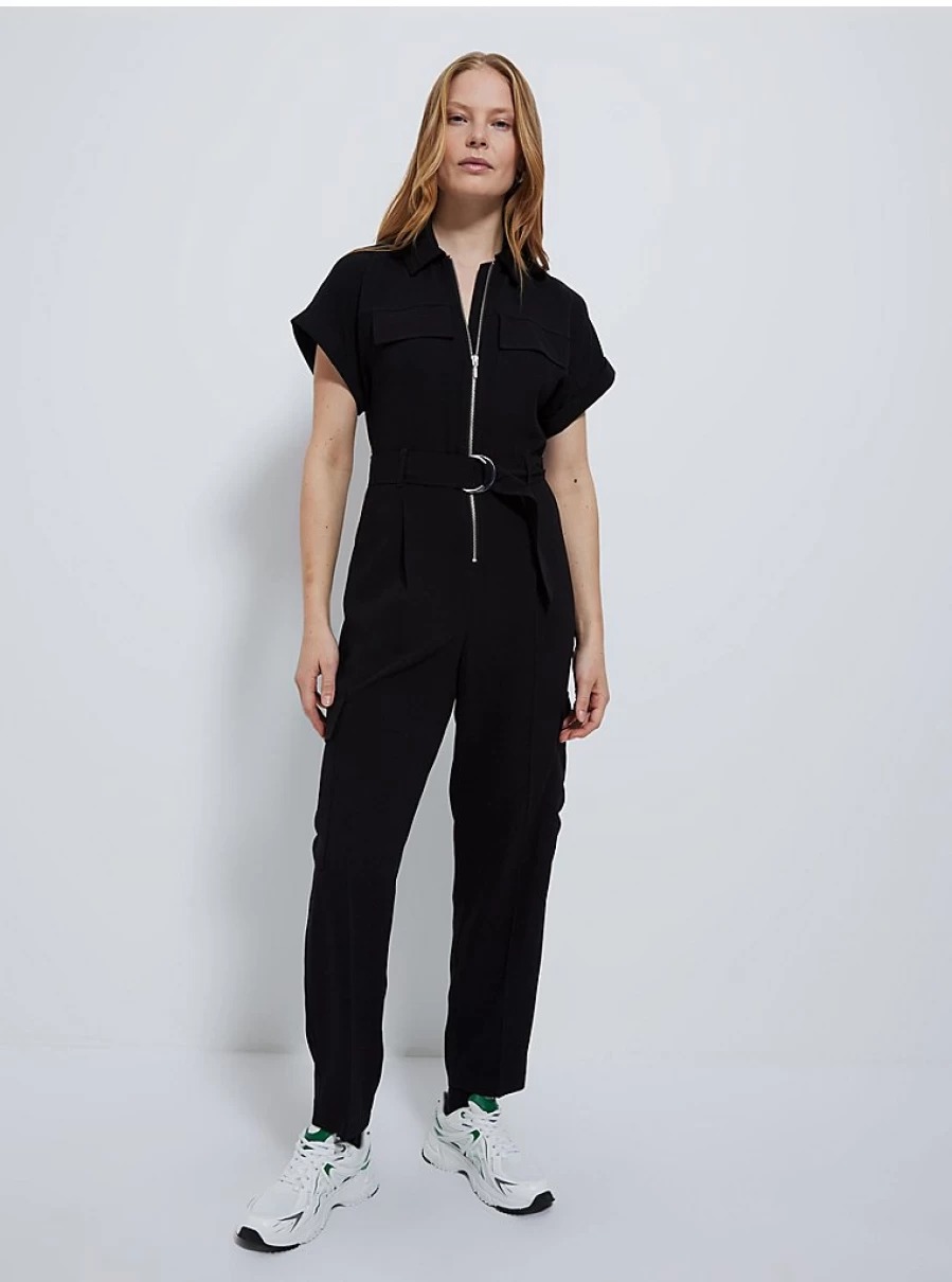 "George at Asda Women's Black Cargo Jumpsuit with Belt - Stylish & Comfortable Outfit"