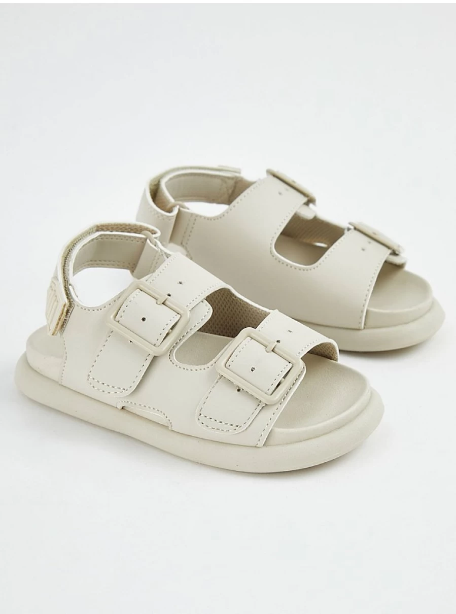 George at Asda Boys' Stone Double Buckle Sandals with Footbed | Kids' Comfortable Summer Footwear