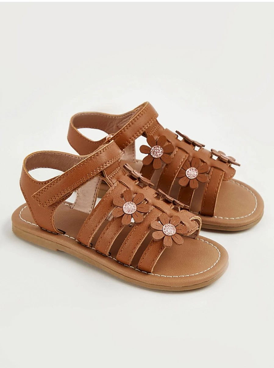 "George at Asda Girls' Tan Floral Gladiator Sandals – Comfortable Kids' Summer Footwear Reviews"